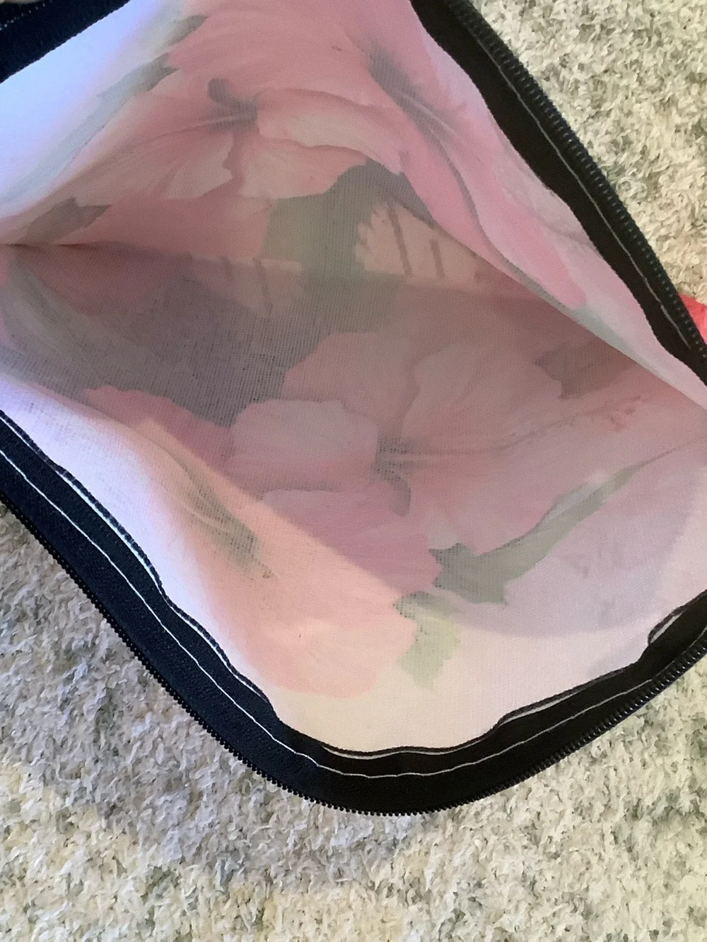 Hot Pink Tropical Floral Cosmetic Bag Canvas Pouch with Hibiscus Print NWT 10x7.